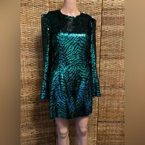NWT Balmain Sequin Tiger Stripe Print Mini Dress
